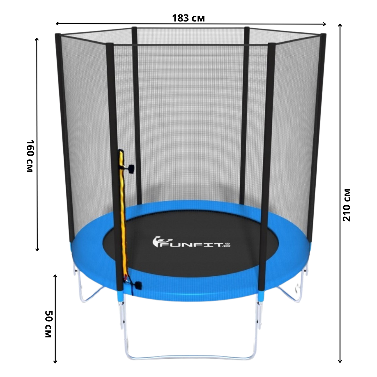 Детский Батут Funfit 183 см с Сеткой и Лестницей Раскладной Батут на Пружинах Батут для Детей на Дачу до 90 кг - фото 2 - id-p2128468458