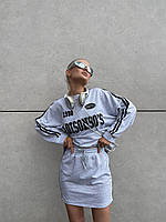 Женский модный костюм кофта оверсайз и мини юбка с лампасами Ubd71