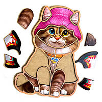 Дерев'яний контурний пазл "Український котик" Ubumblebees (ПСФ136) PSF136 контурний