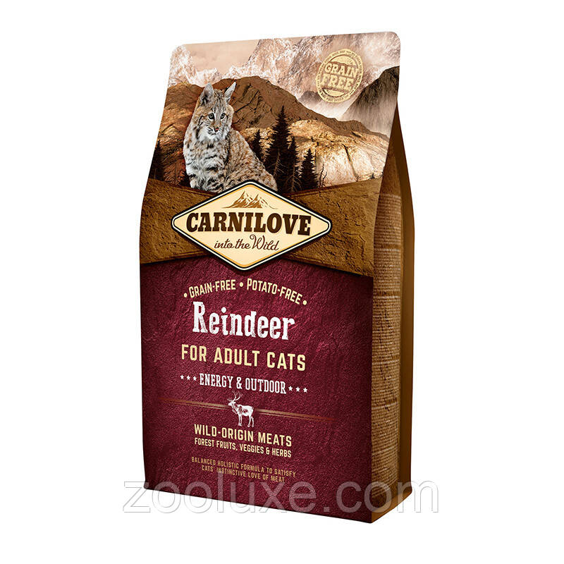 Carnilove Cat Adult Energy & Outdoor Raindeer 400 г/Канілав Енерджі Оленіна та Кабанов корм для котів