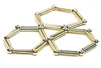 Магнитный конструктор типа Неокуб головоломка в боксе 36 магнитных палочки и 26 шариков Neocube золотой, в!