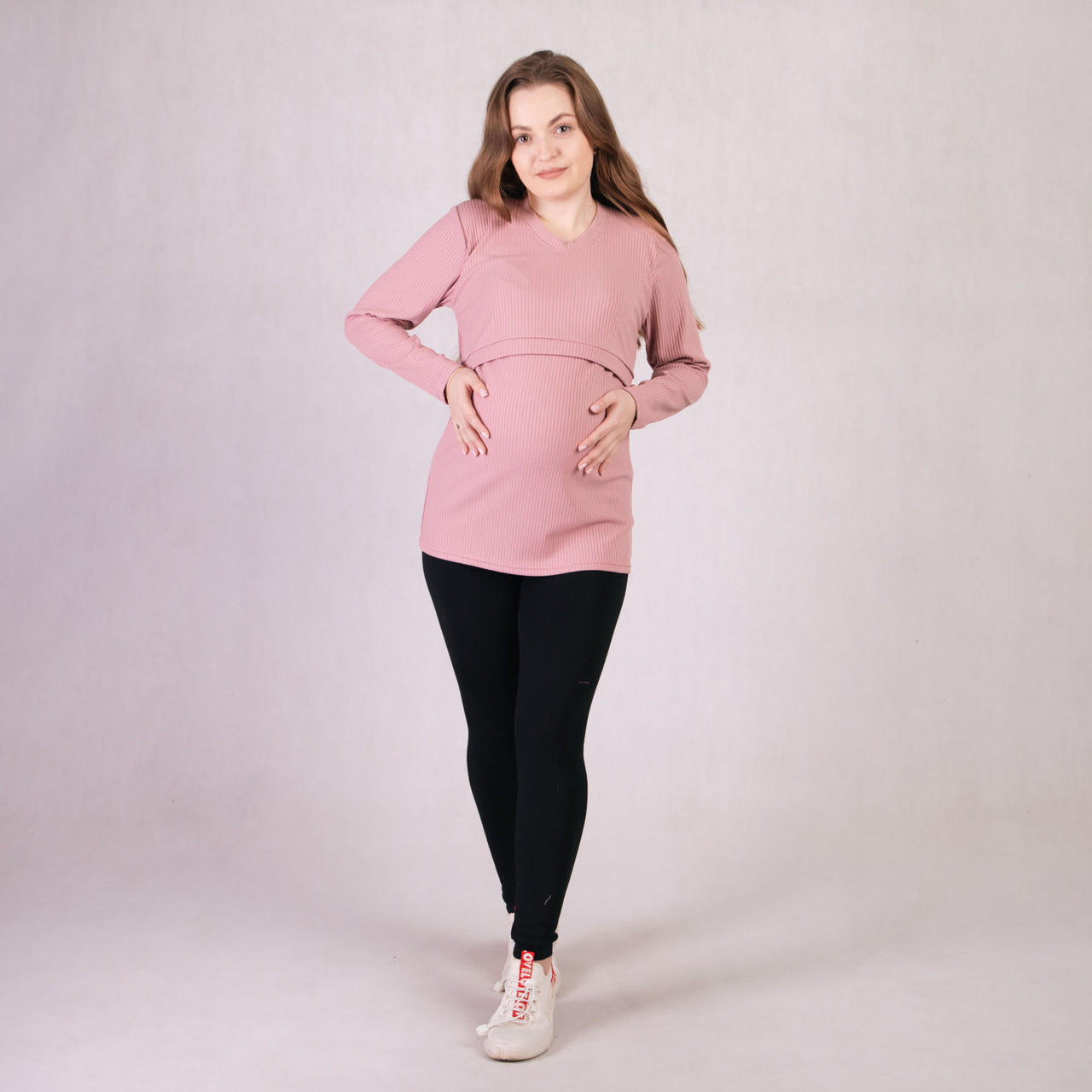 Кофта жіноча в рубчик для вагітних і мам-годувальниць однотонна рожевий 42-56р
