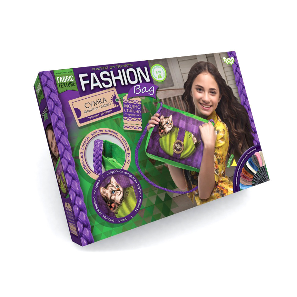Комплект для творчості "Fashion Bag" FBG-01-03-04-05 вишивка муліне Кіт