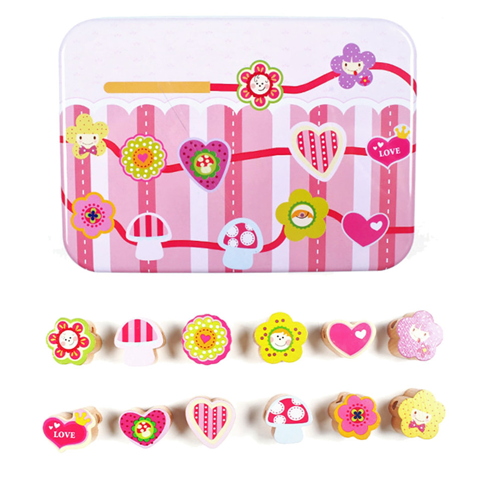 Дерев'яна іграшка Шнурівка Bambi MD 2334 в металевому пеналі Серця