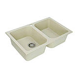 Гранітна мийка для кухні Platinum 7648W TWIN глянець Пісок, фото 2