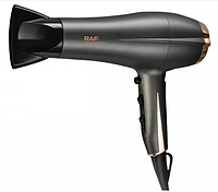 Фен для волос RAF R.409 профессиональный для сушки и укладки волос,3 скорости,2200 Вт,Черный,QWE