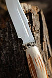 Ексклюзивний ніж ручної роботи для полювання та риболовлі туристичний з рогу лося «Трофей #21» 95х18/58 HRC, фото 4
