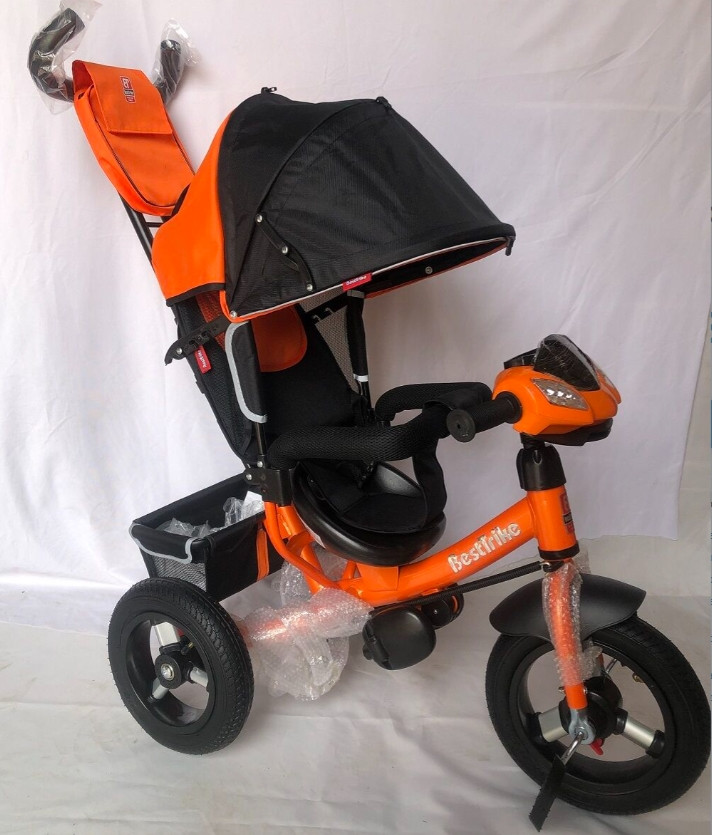 Велосипед коляска триколісний Best Trike на надувних колесах помаранчевий, фото 1