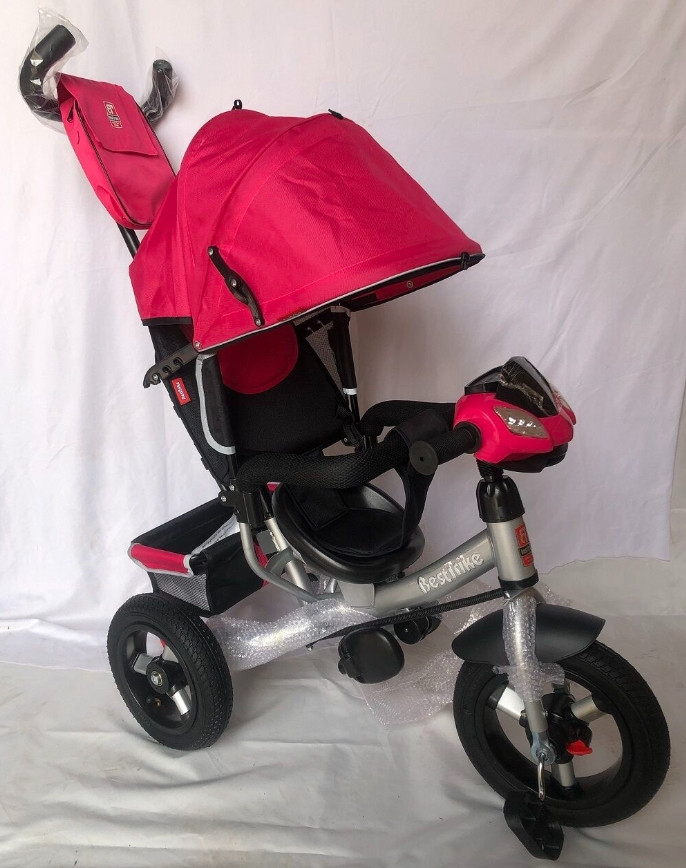 Велосипед коляска триколісний Best Trike 3390/72-082 на надувних колесах рожевий, фото 1