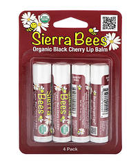 Sierra Bees, Органічні бальзами для губ, із запахом черешні, 4 в пакованні, MBE-01146