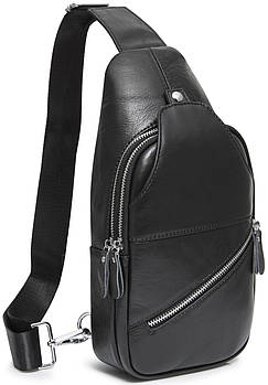 Шкіряний чорний слінг чоловічий Tiding Bag Чорний — MK59321