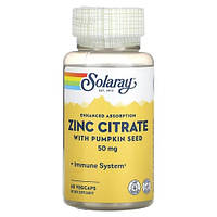 Solaray Zinc Citrate 50 mg 60 вегетаріанських капсул DS