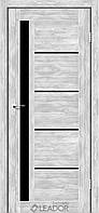 Двери межкомнатные Леодор Leodor модель Рим в цвете клён роял с чёрным стеклом 60,70,80,90см