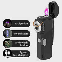 Ліхтар MULTIFUNCTIONAL D51-SMD black, Li-Ion акум., індикація заряду, запальничка, ЗП Type-C, Box