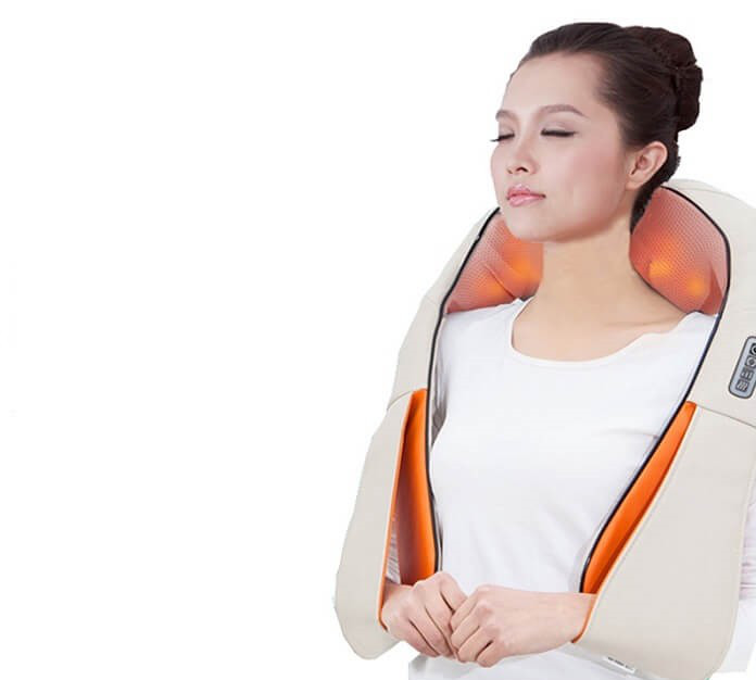 Роликовий масажер Massager of Neck Kneading для шиї і спини з пультом управління + режим теплової терапії! Мега ціна