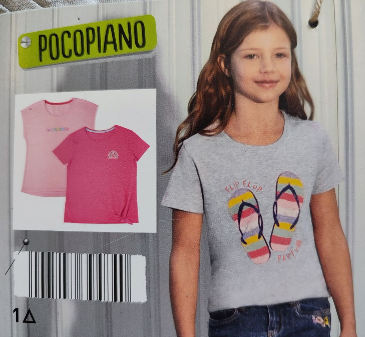 Футболки для дівчинки Pocopiano, комплект із 3 шт.: малинова, рожева, сіра; розмір 122, фото 1