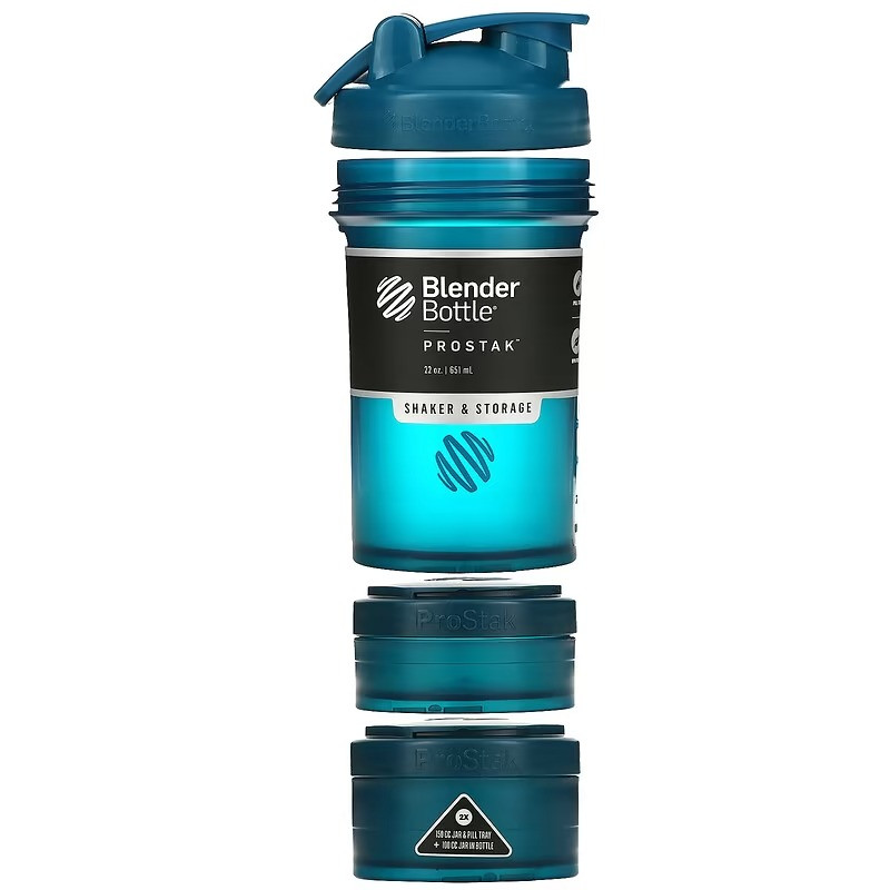 Шейкер спортивний BlenderBottle ProStak 22oz/650ml з 2-ма контейнерами Navy DS - фото 3 - id-p2128885517