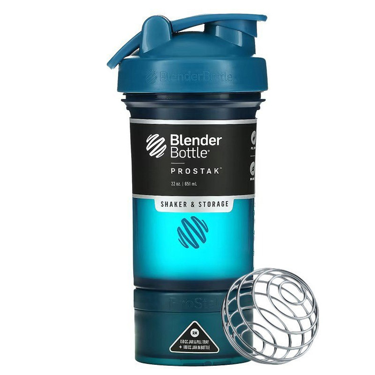 Шейкер спортивний BlenderBottle ProStak 22oz/650ml з 2-ма контейнерами Navy DS - фото 9 - id-p2128885517