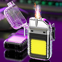 Електроімпульсна спіральна запальничка з ліхтариком FlashLight