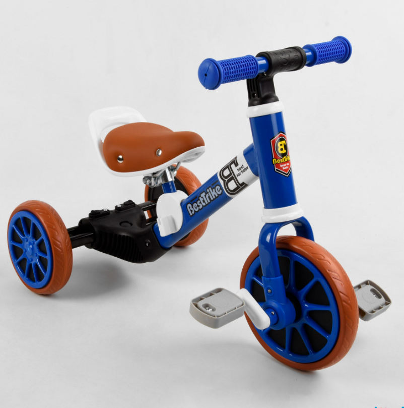 Велосипед дитячий триколісний 2в1 + ВЕЛОБЕГ Best Trike для хлопчика синій, фото 1