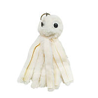 Брелок хутряний восьминіжка з окулярами BR2143, 15 см Білий