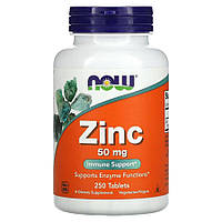 Витамины и минералы NOW Zinc 50 mg, 250 таблеток DS