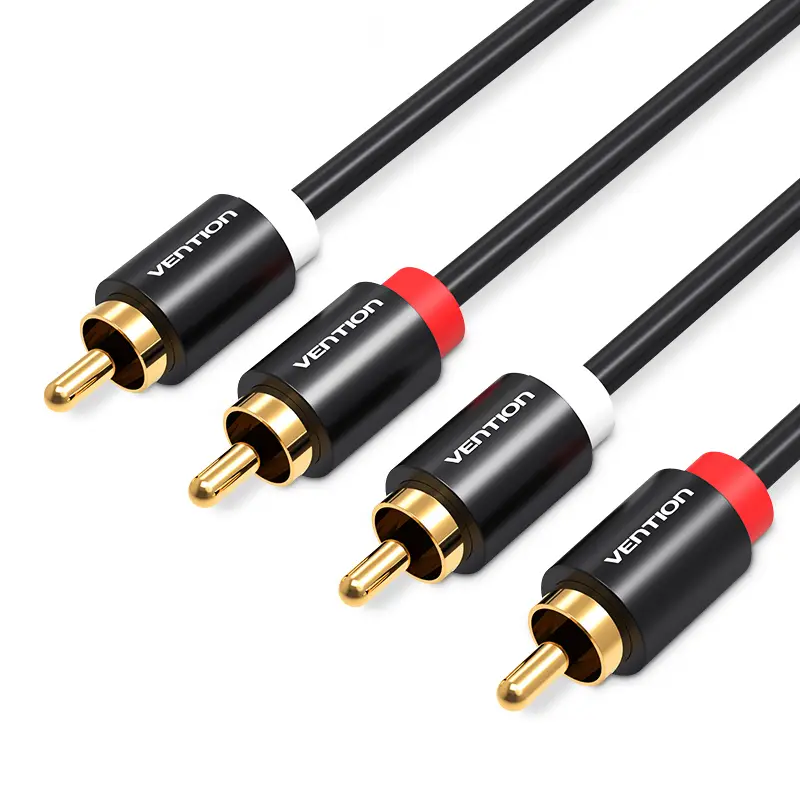Мультимедійний кабель Vention 2RCA to 2RCA Audio Cable тюльпани 1.5 м Black (VAB-R06-B150), фото 1