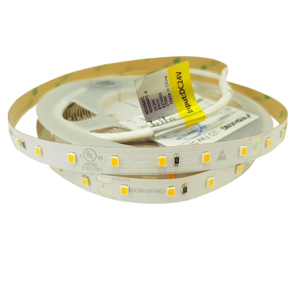 Led стрічка Rishang 2835-64-IP20-WW-10-24 RD0064TC-A 2700K CRI80 24V 6W/m 865lm/w 11060 5 метрів