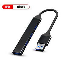 USB хаб 3.0 USB-A 4 порта (USB2.0+USB3.0) черный