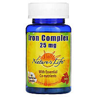 Витамины и минералы Nature's Life Iron Complex 25 mg, 50 вегакапсул DS