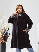 Жіноче пальто альпака кардіган 52-56 чорний баклажан