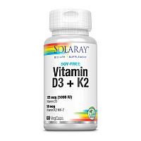 Витамины и минералы Solaray Vitamin D3 + K2 Soy Free, 60 вегакапсул DS