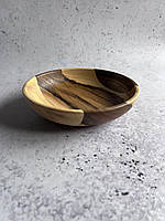 Тарелка , миска, пиала для подачи деревянная ручной работы из ореха Ø22 см высота 4.5 см
