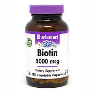 Витамины и минералы Bluebonnet Biotin 5000 mg, 120 вегакапсул DS