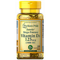 Витамины и минералы Puritan's Pride Vitamin D3 5000 IU, 100 капсул DS