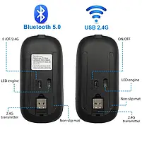 Бездротова акумуляторна безшумна миша Bluetooth + 2.4 ГГц зі світлодіодним RGB підсвічуванням, фото 7
