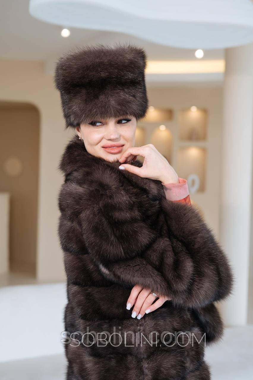 Шапка кубанка з хутра соболь баргузин з сивиною, фото 1