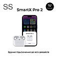 TWS Bluetooth навушники SmartX Pro 2 Premium з мікрофоном, шумозаглушенням та зарядним кейсом, IPX5, білі, фото 4