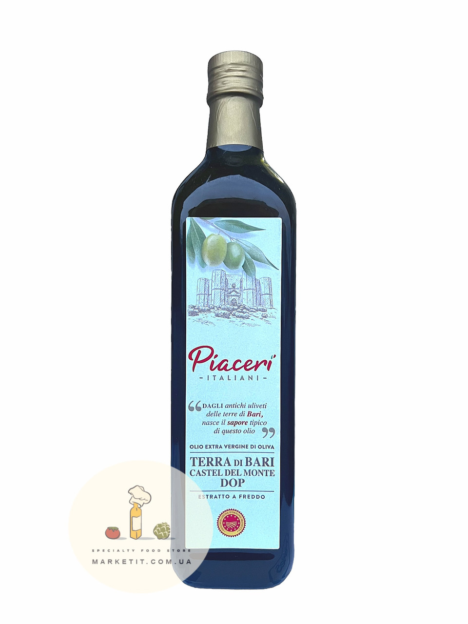 Оливкова олія Piacere Terra di Bari DOP, автентичне холодне віджимання 750 мл.