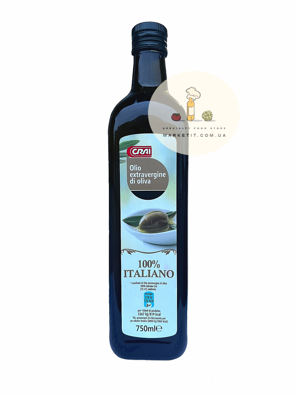 Оливковое масло Crai Olio Extra 100% Italiano, холодный отжим 750 мл. - фото 1 - id-p2128958998