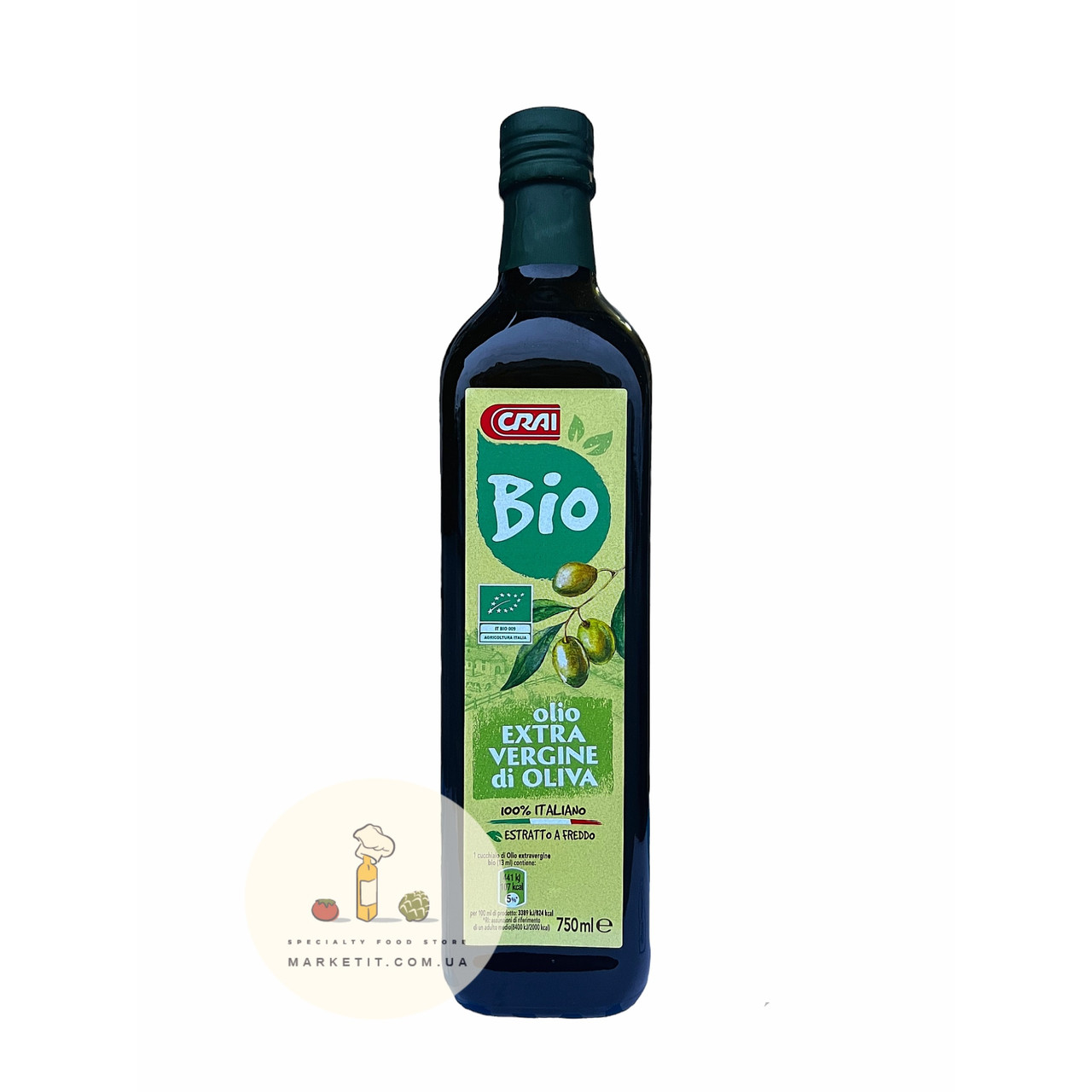 Оливкова олія Crai BIO Olio Extra Vergine, холодний віджим 750 мл., фото 1