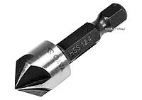 Зенкер конічний по металу YATO : HSS, Ø= 12.4 мм, l= 40 мм, 5 пругів, HEX- 1/4" [50/200]  Strimko - Купуй Це