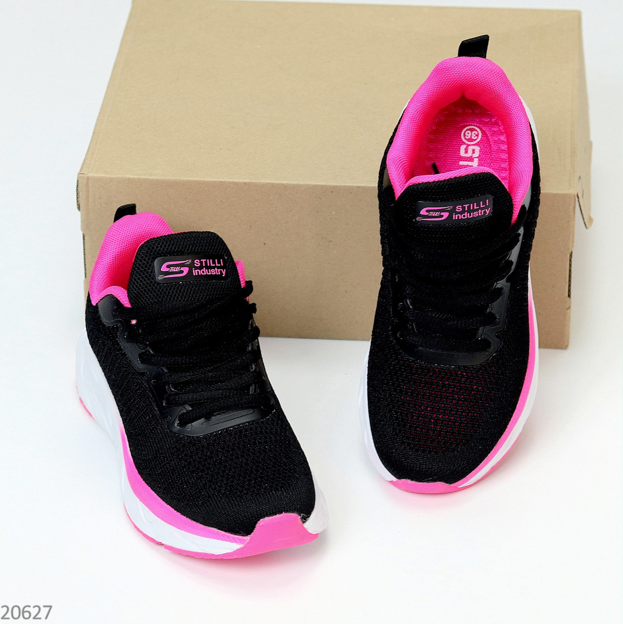 Легкі зручні жіночі чорні рожеві кросівки з текстилю для спорту та повсякденного носіння