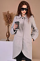 Пальто жіноче демісезонне весняне сірого кольору укорочене весна 2024 Т07221018