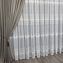 Тюль льон з вишивкою №1115 молочний на відріз, фото 2