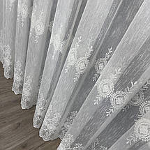 Тюль льон з вишивкою №1115 молочний на відріз, фото 5