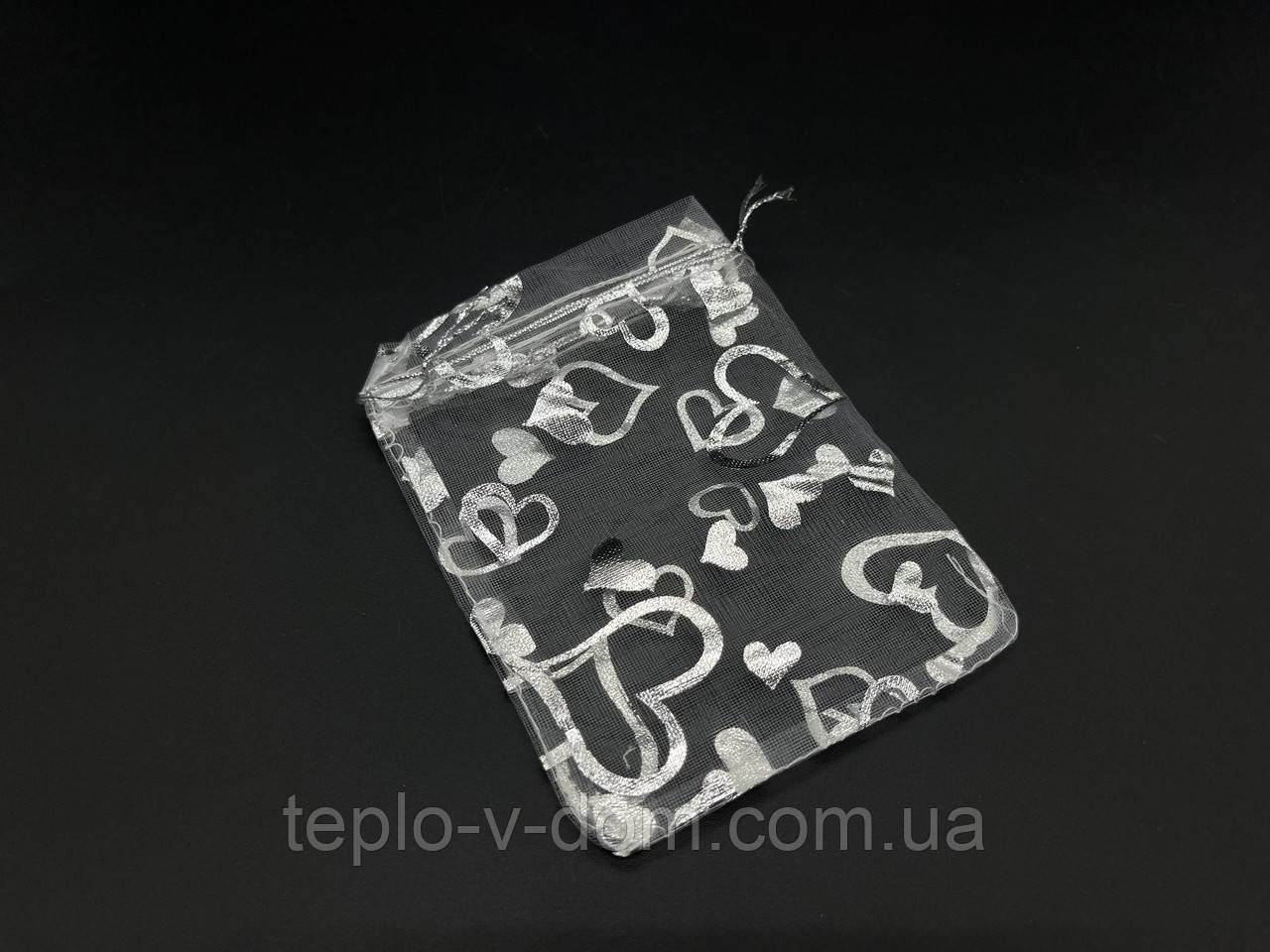 Мішечки з тканини подарункові для пакування з органзи. Колір сріблястий. 9х12см