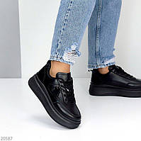 Черные кожаные кроссовки Tina, кеды 37-39р код 20587 39, 25