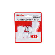 Комплект радіаторних кутових кранів верхні Karro 1/2' білі