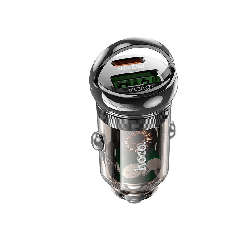 Адаптер автомобільний Hoco Vision Car charger Z53A |1Type-c/1USB, PD/QC, 30W/3A| чорний